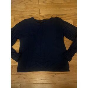 Banana Republic, women's black, eyelet long sleeve, cotton sweater size small